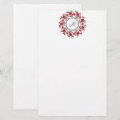 Rose mit Personalisierter Monogramm Briefpapier (Vorne/Hinten)