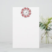 Rose mit Personalisierter Monogramm Briefpapier (Stehend Vorderseite)