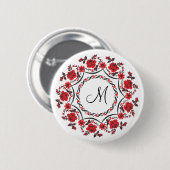 Rose mit Personalisierter Monogramm Button (Vorne & Hinten)