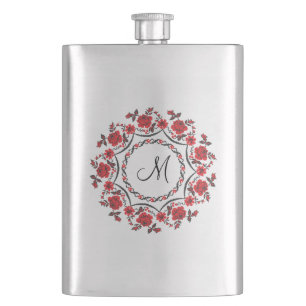 Rose mit Personalisierter Monogramm Flachmann