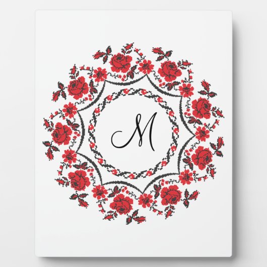 Rose mit Personalisierter Monogramm Fotoplatte (Vorderseite)