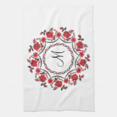 Rose mit Personalisierter Monogramm Geschirrtuch (Vertikal)
