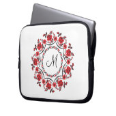 Rose mit Personalisierter Monogramm Laptopschutzhülle (Vorderseite Links)