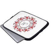 Rose mit Personalisierter Monogramm Laptopschutzhülle (Vorne Knopf)