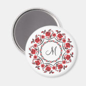 Rose mit Personalisierter Monogramm Magnet (Vorderseite/Rückseite)