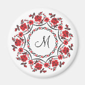 Rose mit Personalisierter Monogramm Magnet (Vorne)
