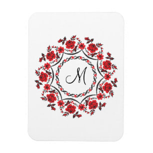 Rose mit Personalisierter Monogramm Magnet