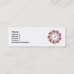 Rose mit Personalisierter Monogramm Mini Visitenkarte