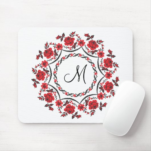 Rose mit Personalisierter Monogramm Mousepad (Mit Mouse)