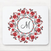 Rose mit Personalisierter Monogramm Mousepad (Vorne)