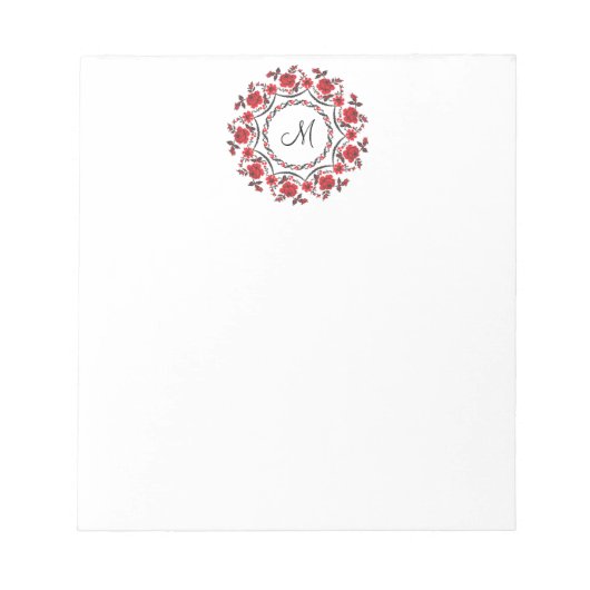 Rose mit Personalisierter Monogramm Notizblock (Vorderseite)