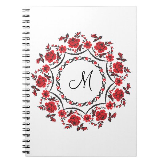 Rose mit Personalisierter Monogramm Notizblock (Vorderseite)