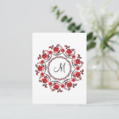 Rose mit Personalisierter Monogramm Postkarte (Stehend Vorderseite)