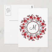 Rose mit Personalisierter Monogramm Postkarte (Vorne/Hinten)