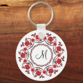 Rose mit Personalisierter Monogramm Schlüsselanhänger (Vorderseite)