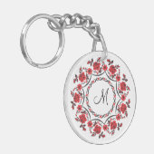 Rose mit Personalisierter Monogramm Schlüsselanhänger (Vorderseite links)