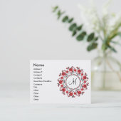 Rose mit Personalisierter Monogramm Visitenkarte (Stehend Vorderseite)
