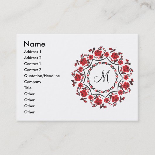 Rose mit Personalisierter Monogramm Visitenkarte (Vorderseite)