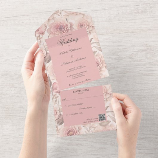 Rose mit QR-Code in einer Einladung verschwinden l (Abreißen)