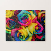 Rose mit Regenbogen farbenfrohe Blume Bouquet Puzzle (Horizontal)