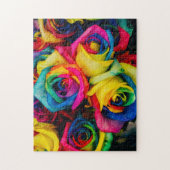 Rose mit Regenbogen farbenfrohe Blume Bouquet Puzzle (Vertikal)