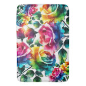 Rose mit Regenbogen Lebhafte farbenfrohe Blüte Badematte (Vorderseite Vertikal)