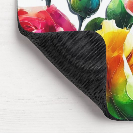 Rose mit Regenbogen Lebhafte farbenfrohe Blüte Mousepad (Ecke)