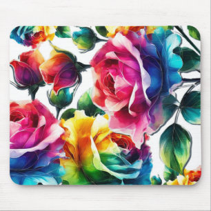 Rose mit Regenbogen Lebhafte farbenfrohe Blüte Mousepad