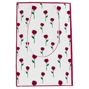 Rose mit romantischem Valentinstag-Design Mittlere Geschenktüte