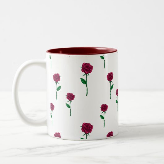 Rose mit romantischem Valentinstag-Design Zweifarbige Tasse (Links)