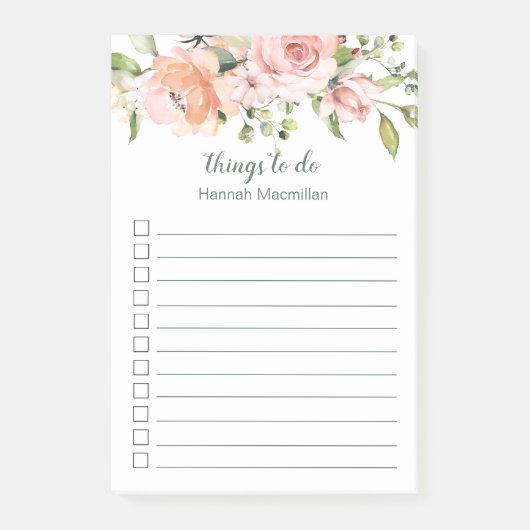 Rose mit rosa Aprikose| Liste Post-it Klebezettel (Vorderseite)