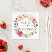 Rose mit rosa Wasserfarbe. Blumengarten Hochzeit Serviette (Beispiel)