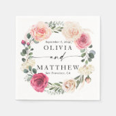 Rose mit rosa Wasserfarbe. Blumengarten Hochzeit Serviette (Vorderseite)