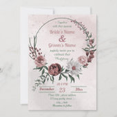 Rose mit rosa Zimt Einladung (Vorderseite)