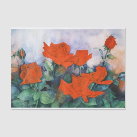 Rose mit rotem Velvet Tissue Seidenpapier (Vorderseite)