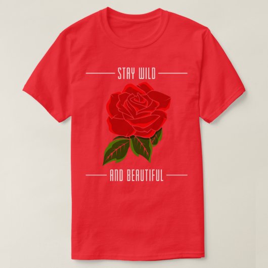 Rose mit roten Blätter T-Shirt (Design vorne)