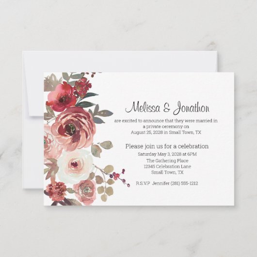 Rose mit Roter Blüte Hochzeit nur verheiratet (Rückseite)