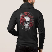 Rose mit Schädeldecke und Gestaltung der Rückseite Hoodie (Rückseite)