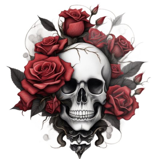 Rose mit Schädeldecke und Gestaltung der Rückseite Hoodie