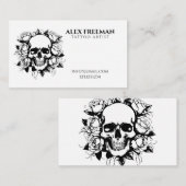 Rose mit schwarzem Blumenmotiv Visitenkarte (Vorne/Hinten)
