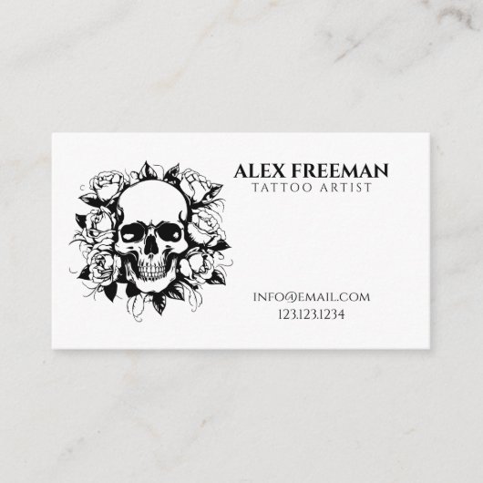 Rose mit schwarzem Blumenmotiv Visitenkarte (Vorderseite)