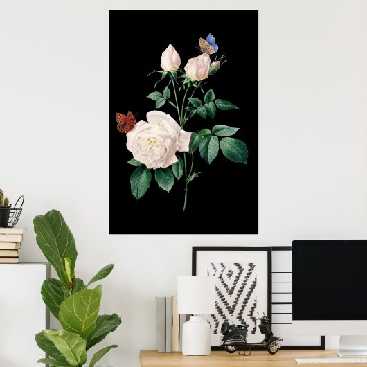 Rose mit schwarzem Schmetterling Poster (Heimbüro)