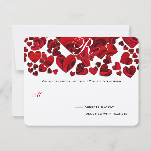 Rose mit schwarzem und rotem Herzen, die RSVP-Hoch RSVP Karte (Vorderseite)