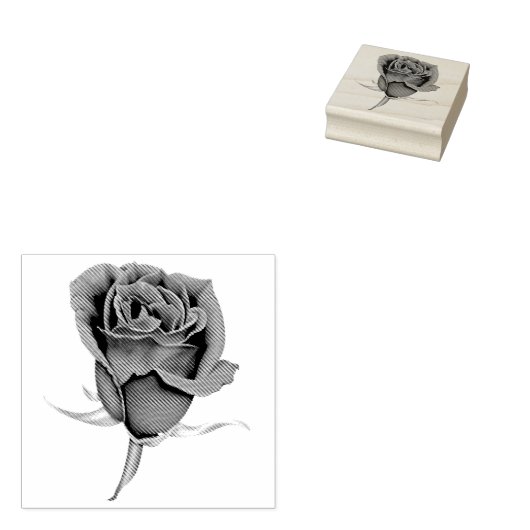Rose mit Stem Gummistempel (Stempel)