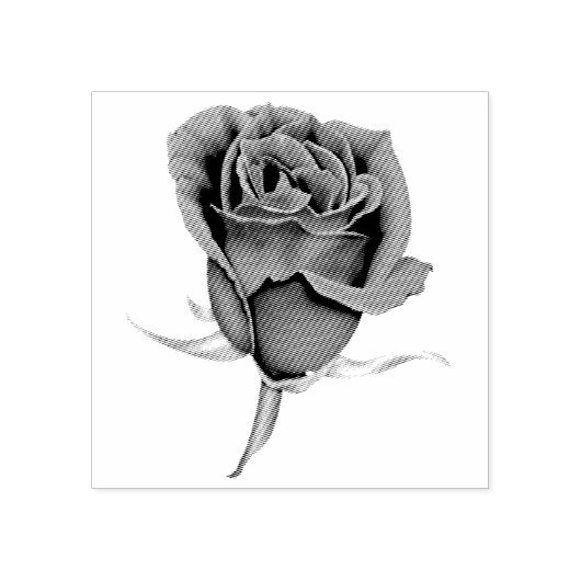 Rose mit Stem Gummistempel (Prägung)