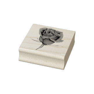 Rose mit Stem Gummistempel