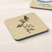 Rose mit Vintager Kunst Getränkeuntersetzer (Linke Seite)