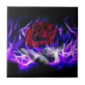 Rose mit Violett und Götter Fliese (Vorderseite)