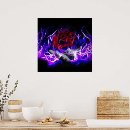 Rose mit Violett und Götter Poster (Küche)