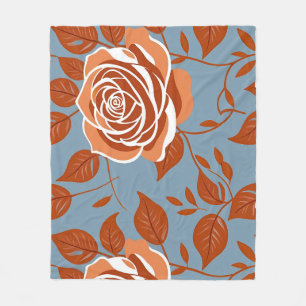 Rose mit warmen Orangetönen und Rost Fleecedecke